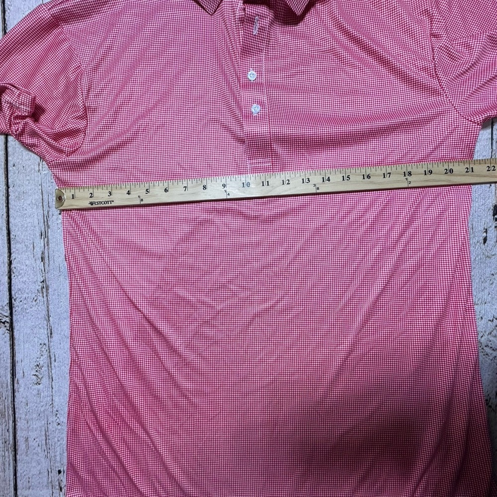 Collars & Co Dress Collar Polo Shirt Mens L Red Pink Houndstooth Performance - Picture 5 of 6